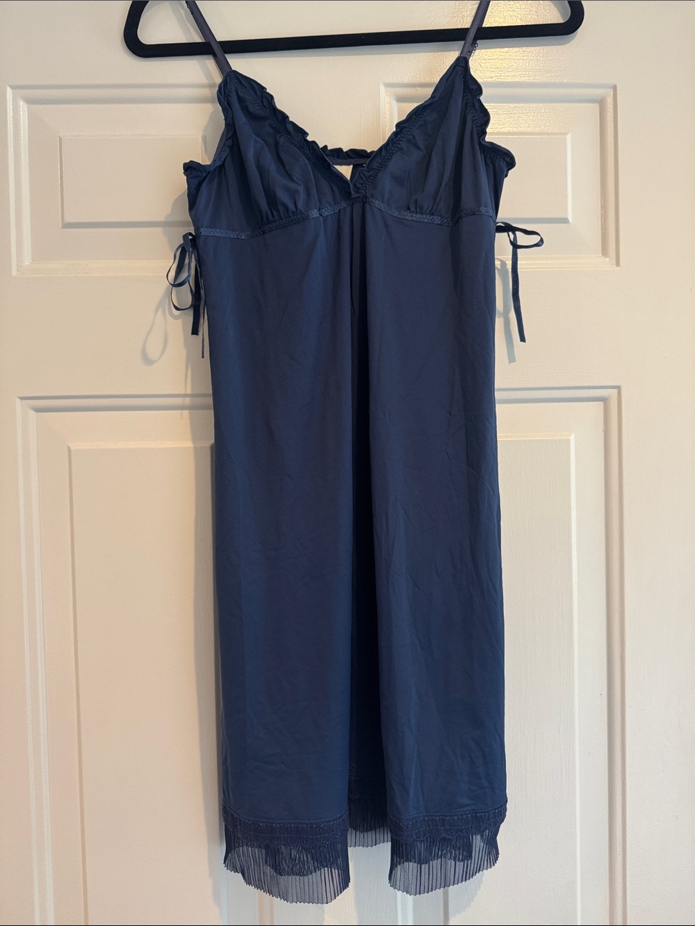 Eloise Anthropologie Vintage Y2K Slate Blue Silky Slip Dress Chemise S